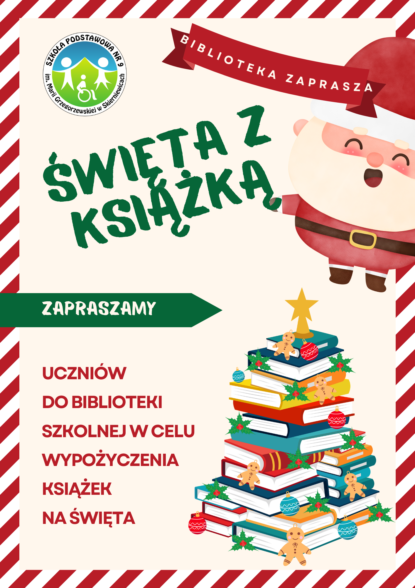 Czerwony i Zielony Rysunkowy Kiermasz Świąteczny Plakat